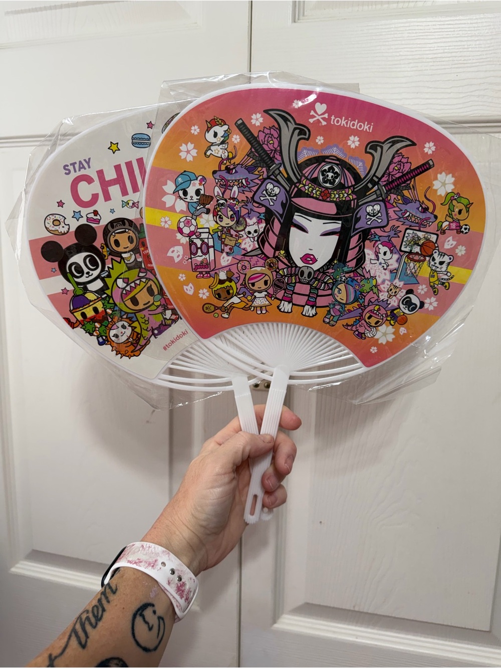 tokidoki Pink Orange Decorative Hand Fan